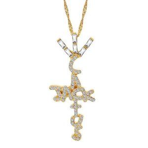 Cactus jack gold pendant necklace hip hop iced out Travis Scott